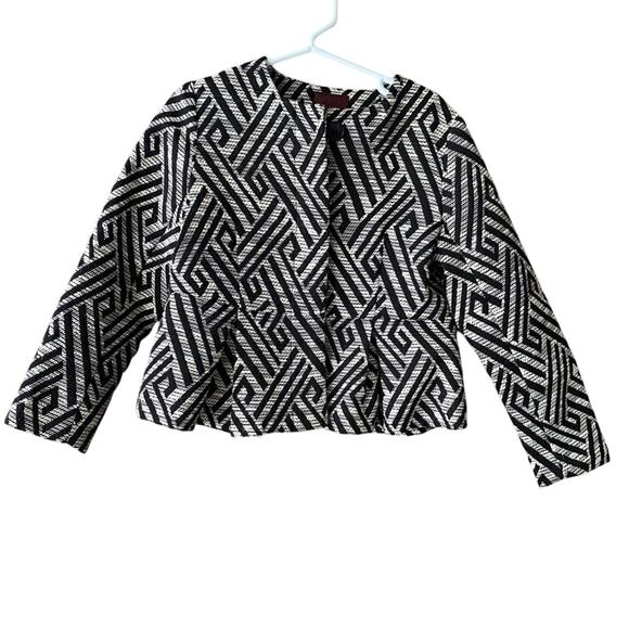 Girls H&M Jacket Sz 5-6 abstract pattern Black and Cream Jacket - Picture 1 of 7